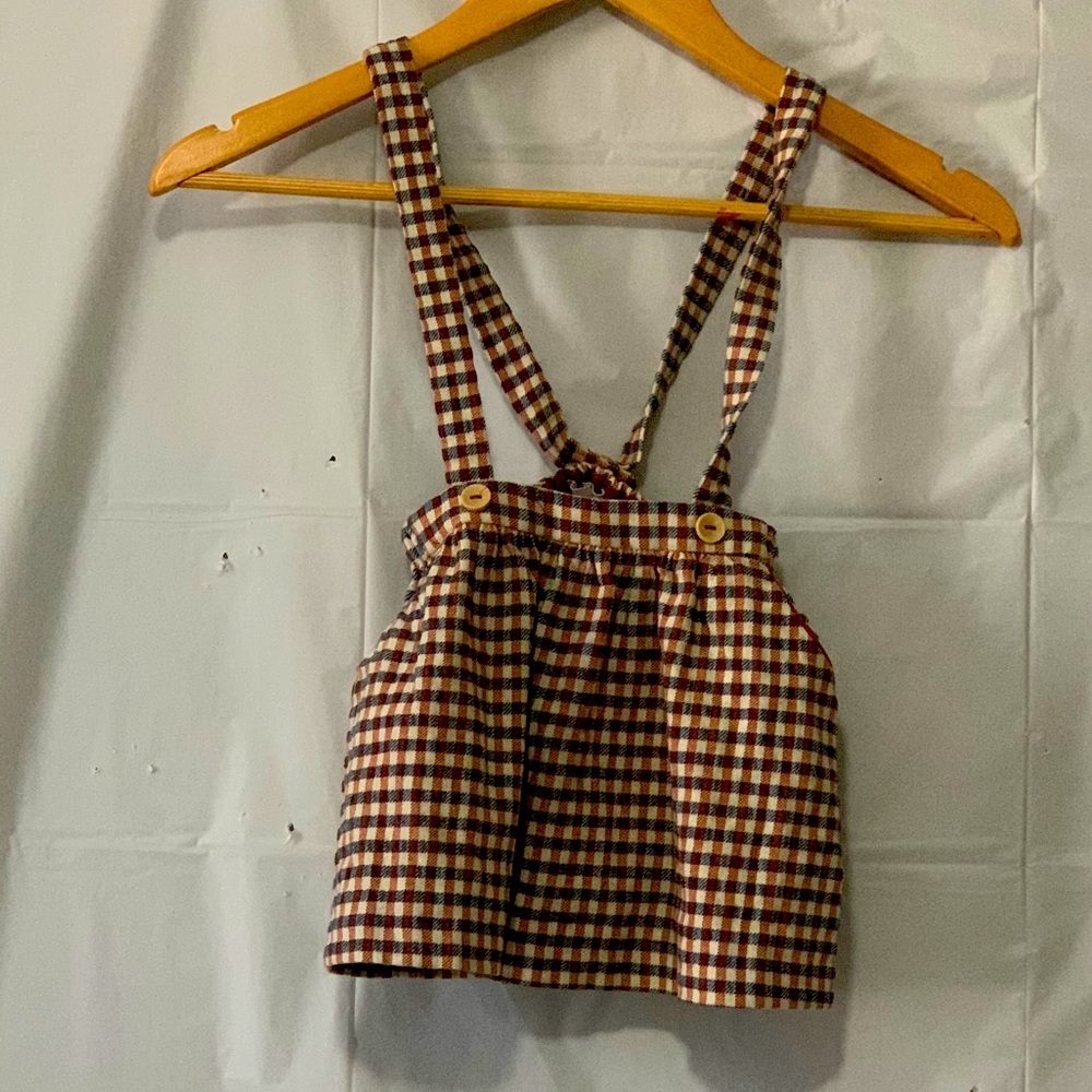 Zara 3-4 Years 104 CM Pinafore Skirt w Straps/Suspenders Plaid Overalls